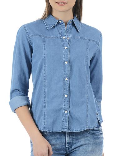 button up denim shirt - 15415261 - Very Small Image - 1