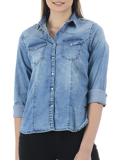 roll up sleeved denim shirt - 15415263 - Very Small Image - 1