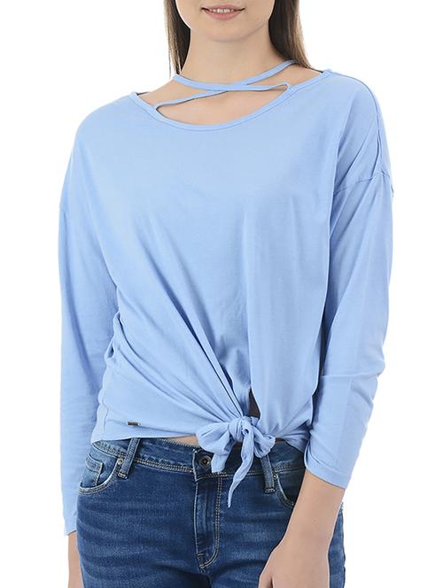 x line neck front tie knot top - 15415274 - Standard Image - 1