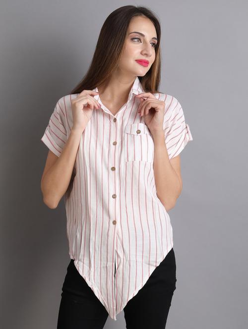 knotted hem button down shirt - 15415288 - Very Small Image - 1