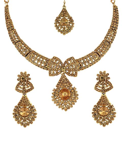 Necklace, earrings & maangteeka set - 15415396 - Standard Image - 1