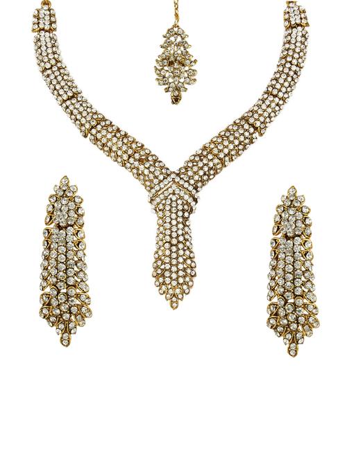Necklace, earrings & maangteeka set - 15415405 - Standard Image - 1
