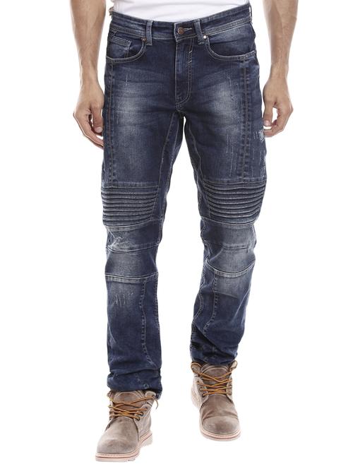 blue cotton blend biker denim - 15415445 - Standard Image - 1