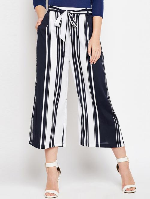 striped belted palazzo - 15415732 - Standard Image - 1