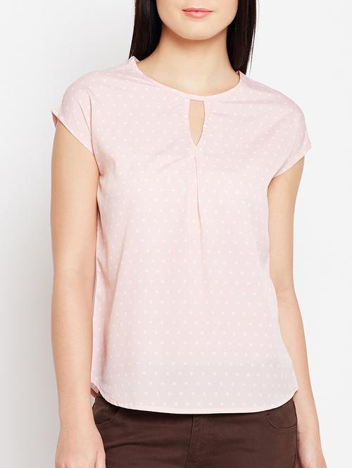 key hole neck polka dot top - 15415742 - Standard Image - 1