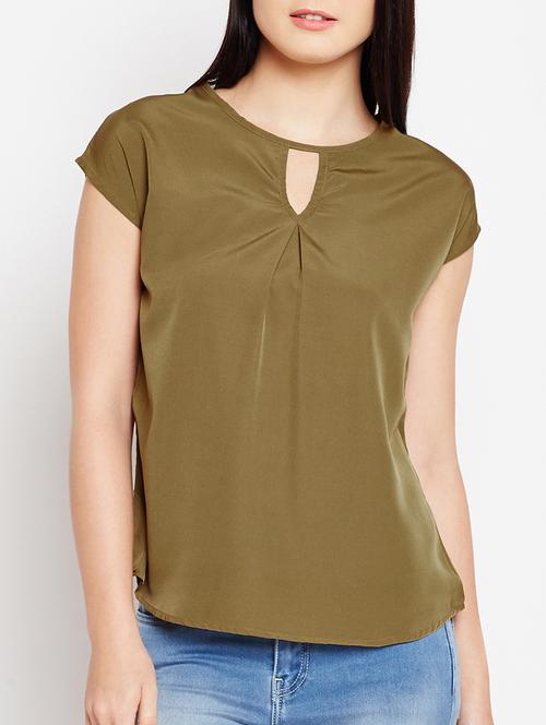 keyhole neck button back top - 15415743 - Standard Image - 1