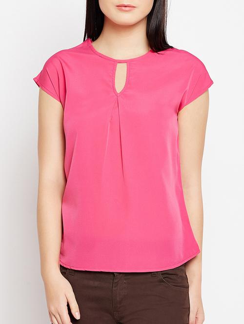 keyhole neck button back top - 15415745 - Standard Image - 1