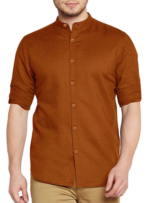 brown cotton casual shirt - 15415882 - Standard Image - 1