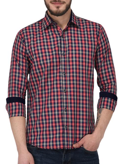 red cotton casual shirt - 15415884 - Standard Image - 1