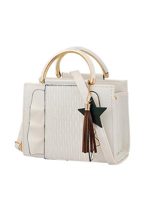 white leatherette (pu) regular handbag - 15415906 - Standard Image - 4