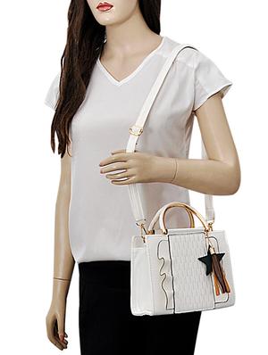 white leatherette (pu) regular handbag - 15415906 - Standard Image - 5