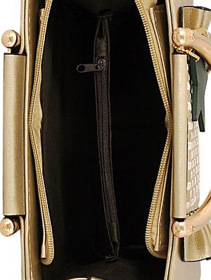 gold leatherette (pu) regular handbag - 15415907 - Standard Image - 3