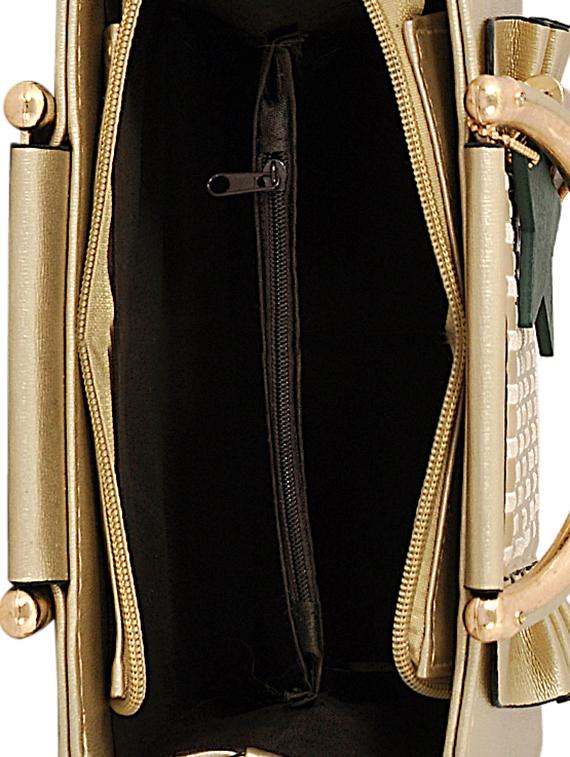 gold leatherette (pu) regular handbag - 15415907 - Zoom Image - 3