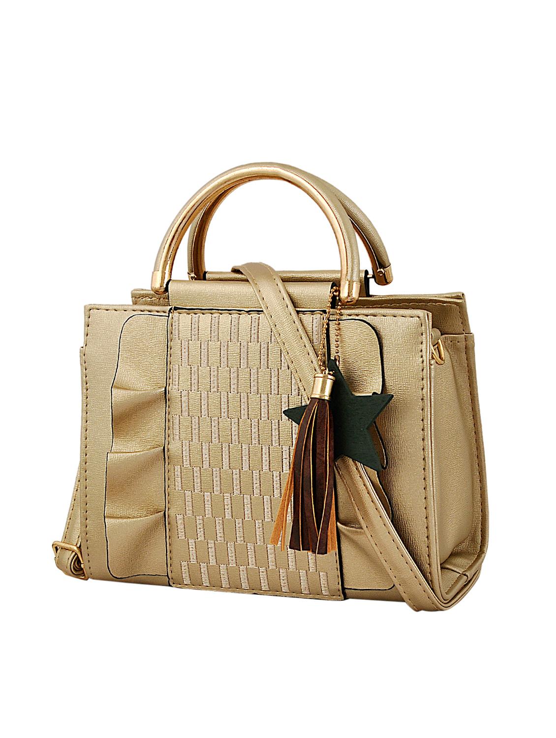 gold leatherette (pu) regular handbag - 15415907 - Zoom Image - 4