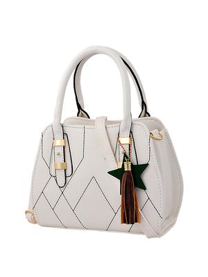 white leatherette (pu) regular handbag - 15415910 - Standard Image - 4