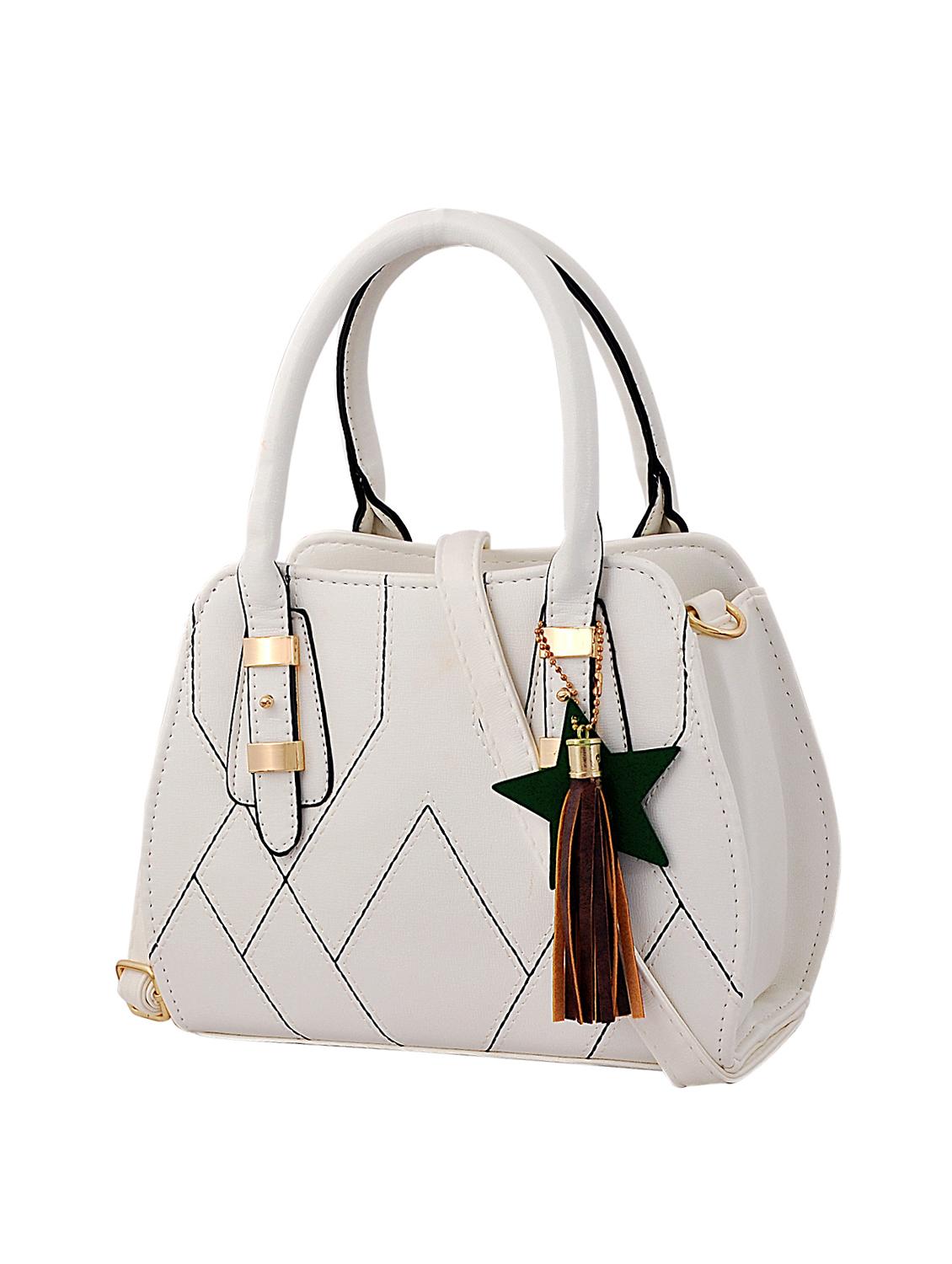 white leatherette (pu) regular handbag - 15415910 - Zoom Image - 4