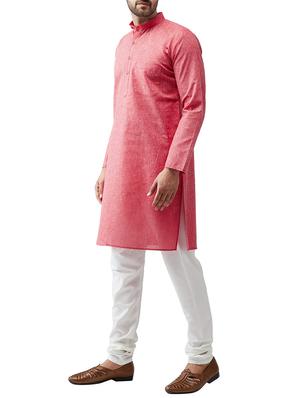 red cotton kurta pyjama set - 15415917 - Standard Image - 2