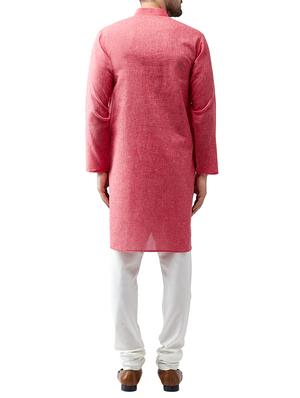 red cotton kurta pyjama set - 15415917 - Standard Image - 3