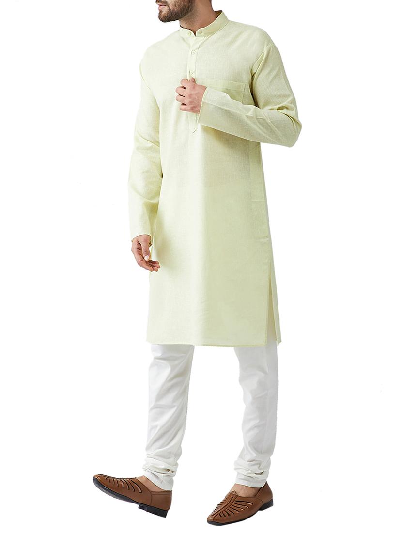 green cotton kurta pyjama set - 15415920 - Zoom Image - 2
