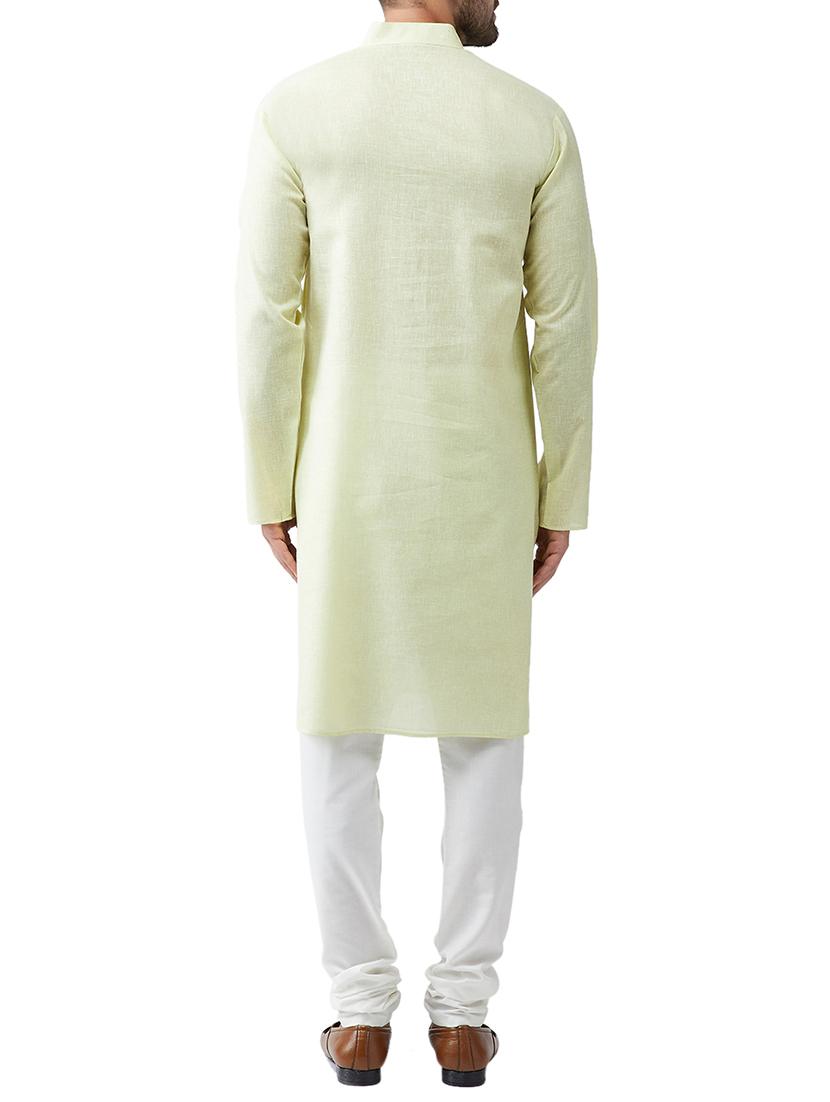 green cotton kurta pyjama set - 15415920 - Zoom Image - 3