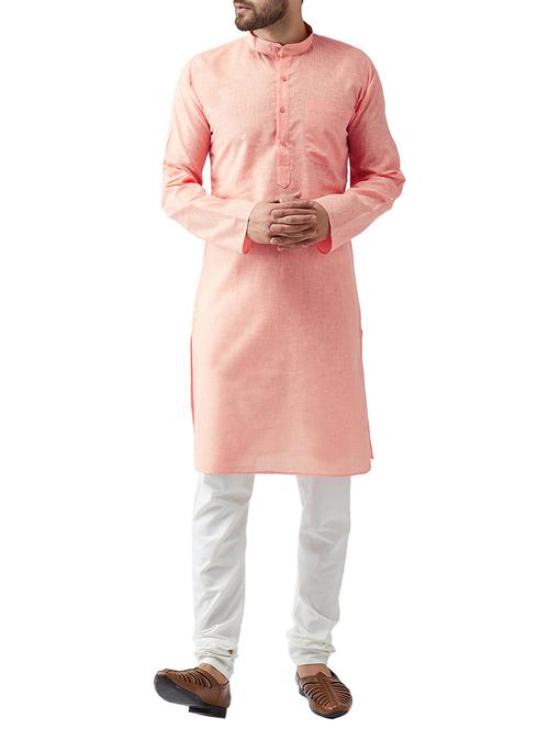 orange cotton kurta pyjama set - 15415924 - Standard Image - 1