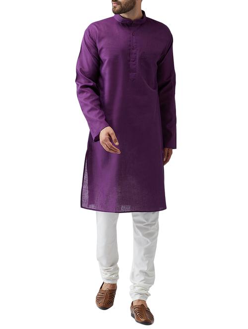 purple cotton kurta pyjama set - 15415929 - Standard Image - 1