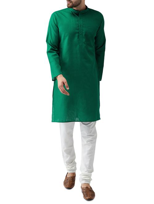 green cotton kurta pyjama set - 15415930 - Standard Image - 1