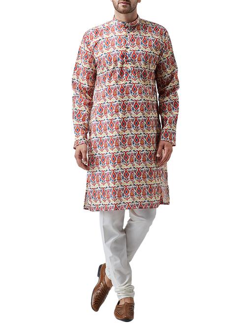 multi-coloured cotton kurta pyjama set - 15415978 - Standard Image - 1