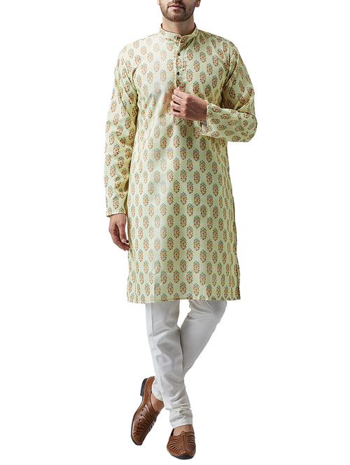 green cotton kurta pyjama set - 15415979 - Standard Image - 1