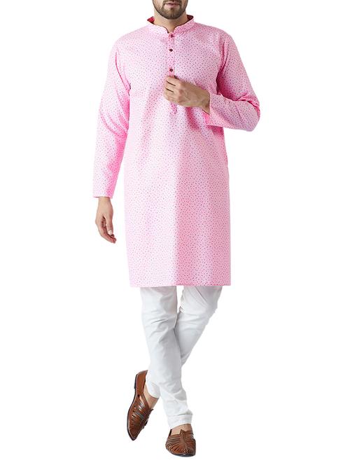 pink cotton kurta pyjama set - 15416050 - Standard Image - 1