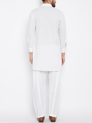 white cotton pathani set - 15416064 - Standard Image - 3