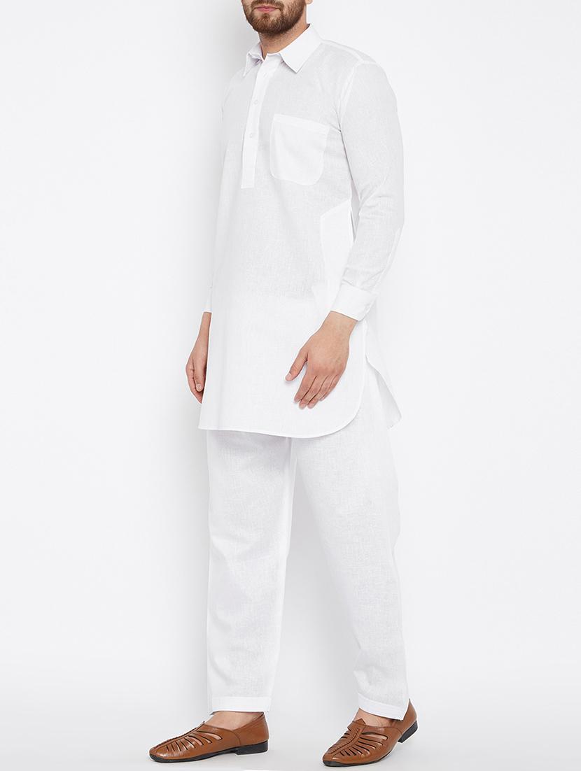 white cotton pathani set - 15416064 - Zoom Image - 2