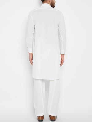 white cotton pathani set - 15416065 - Standard Image - 3