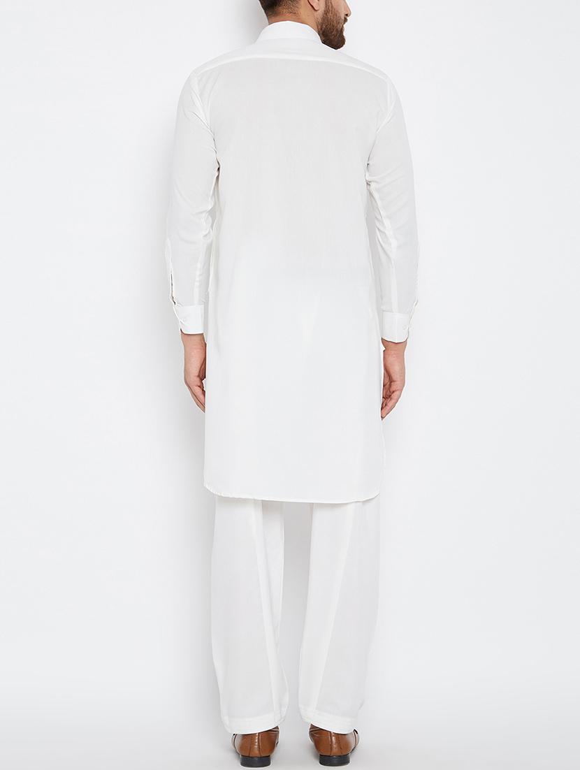 white cotton pathani set - 15416065 - Zoom Image - 3