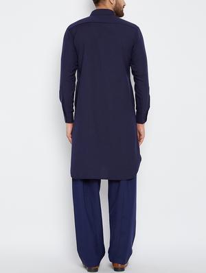 navy blue cotton pathani set - 15416066 - Standard Image - 3