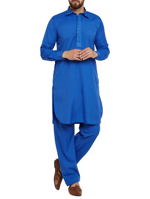 royal blue cotton pathani set - 15416088 - Very Small Image - 1