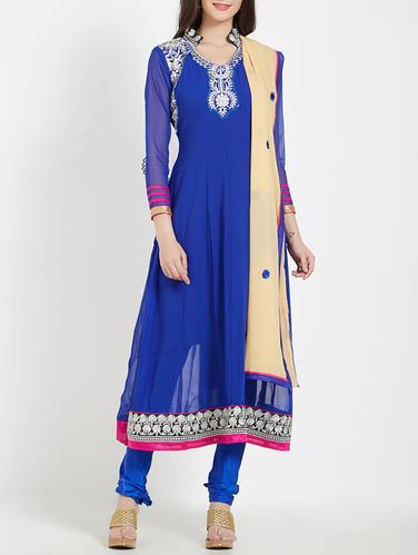 embroidered unstitched churidaar suit - 15416158 - Very Small Image - 1