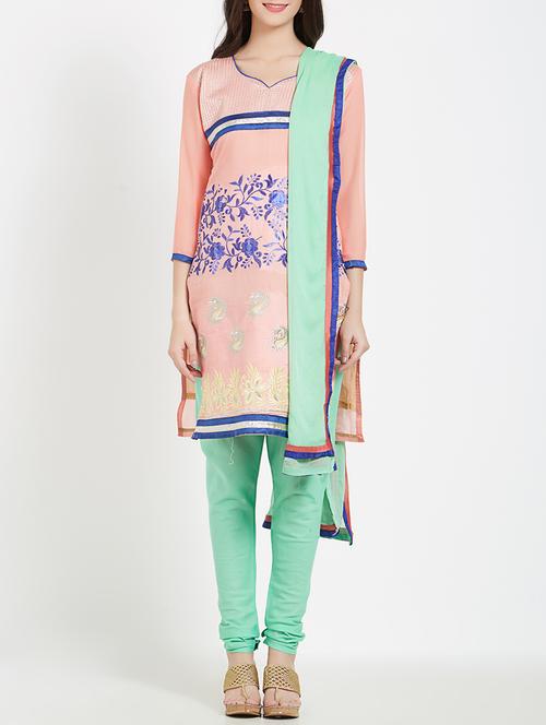 embroidered unstitched churidaar suit - 15416160 - Very Small Image - 1