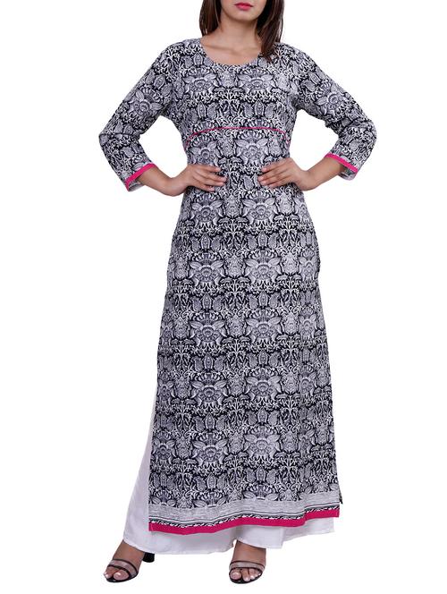straight printed long kurta - 15416316 - Standard Image - 1