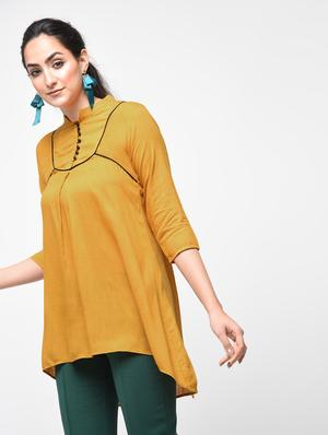 contrast piping detail asymmetric tunic - 15416343 - Standard Image - 2