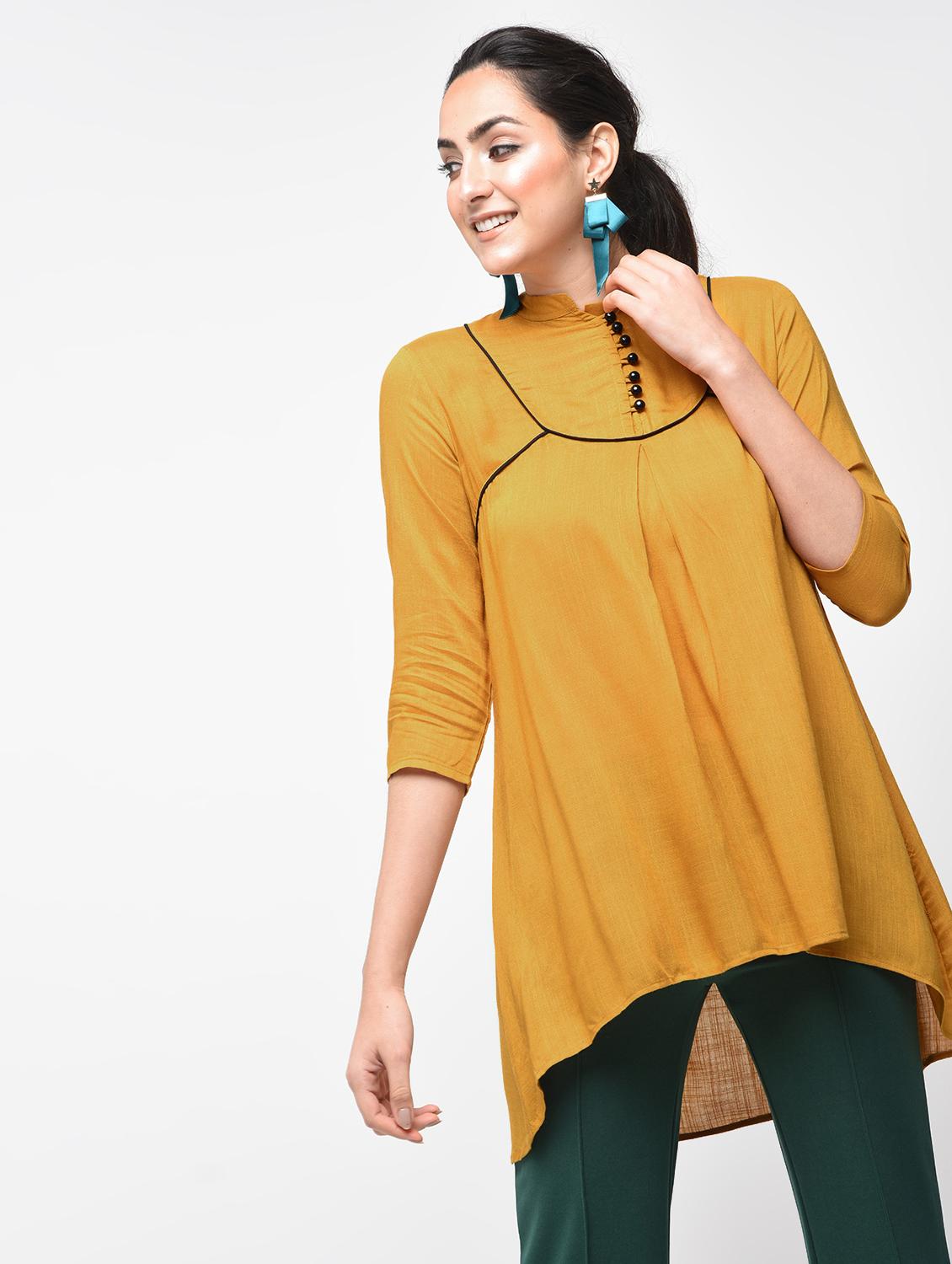 Contrast Piping detail asymmetric tunic - 15416343 - Zoom Image - 1