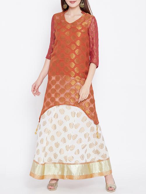 Layered brocade kurta - 15416409 - Very Small Image - 1