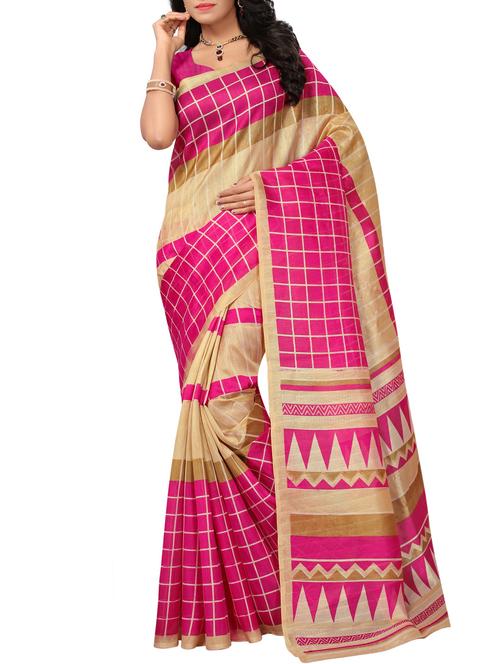 Checkered Bhagalpuri Saree with blouse - 15416450 - Standard Image - 1