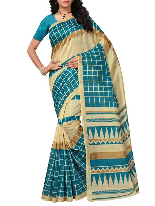 Checkered Bhagalpuri Saree with blouse - 15416451 - Standard Image - 1