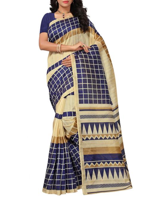 Checkered Bhagalpuri Saree with blouse - 15416452 - Standard Image - 1
