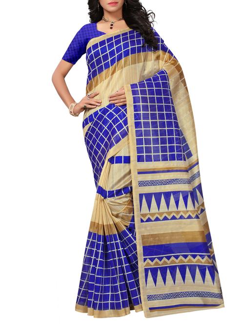 Checkered Bhagalpuri Saree with blouse - 15416453 - Standard Image - 1