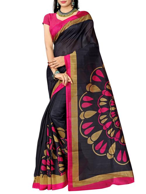 Contrast bordered bhagalpuri saree with blouse - 15416455 - Standard Image - 1