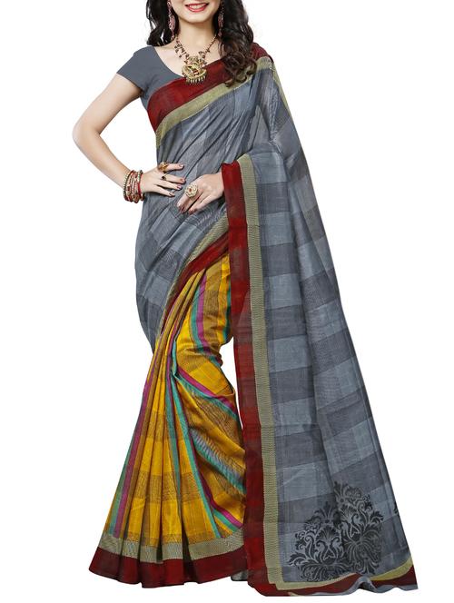 Checkered Bhagalpuri Saree with blouse - 15416456 - Standard Image - 1