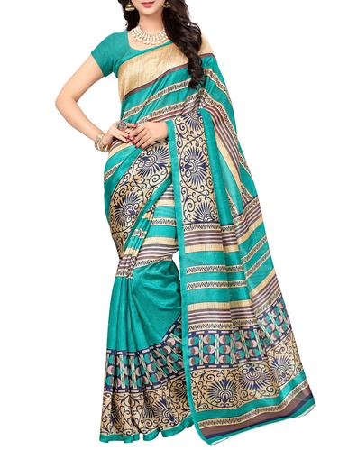 Contrast bordered bhagalpuri saree with blouse - 15416458 - Very Small Image - 1