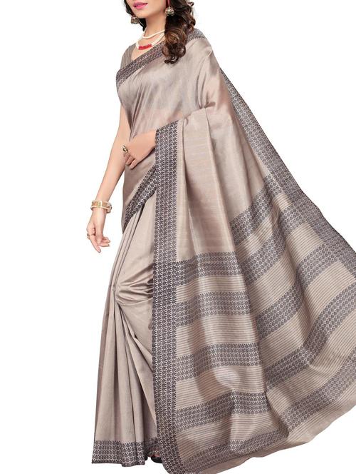 Contrast bordered bhagalpuri saree with blouse - 15416460 - Very Small Image - 1